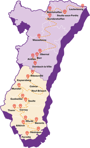 Carte Alsace tournée 30 ans Télécoms